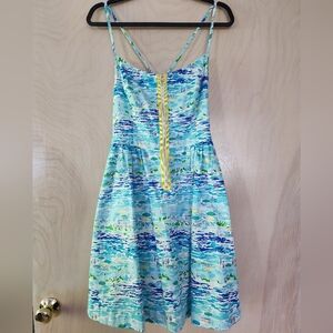 Lilly Pulitzer Blue and Green Mini Dress